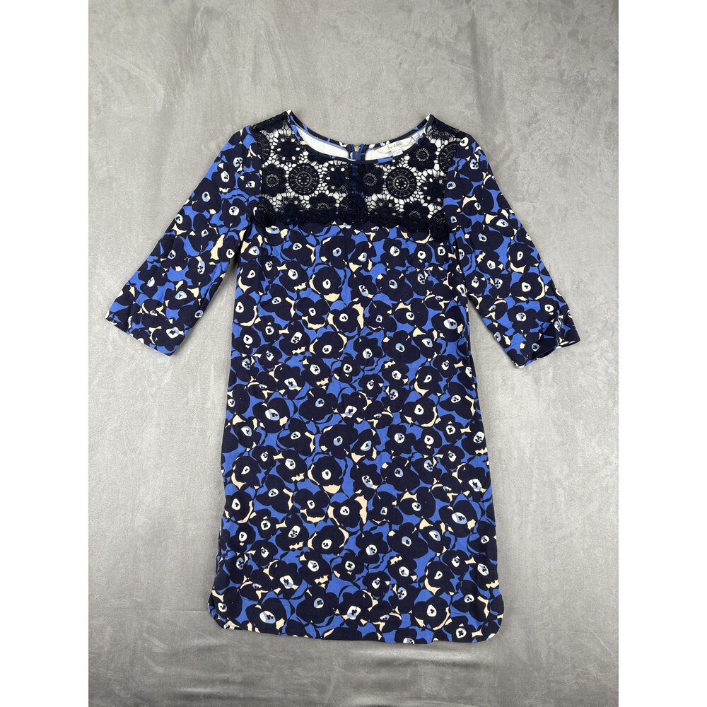 Boden Floral Shift Dress Lace Yoke 3/4 Sleeve Size 2 - Picture 2 of 10